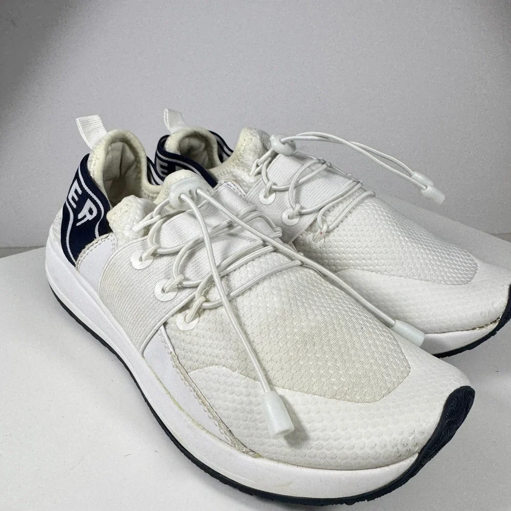 Tommy Hilfiger TWROOTS Sneakers Womens 8.5 White Navy Blue Bungee Logo Strap